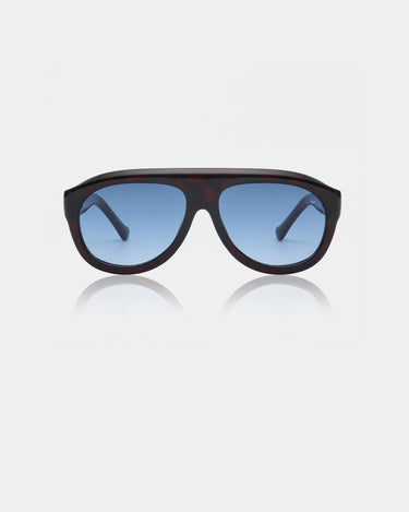 Store aviator A.Kjærbede solbriller med blå glas - foran 