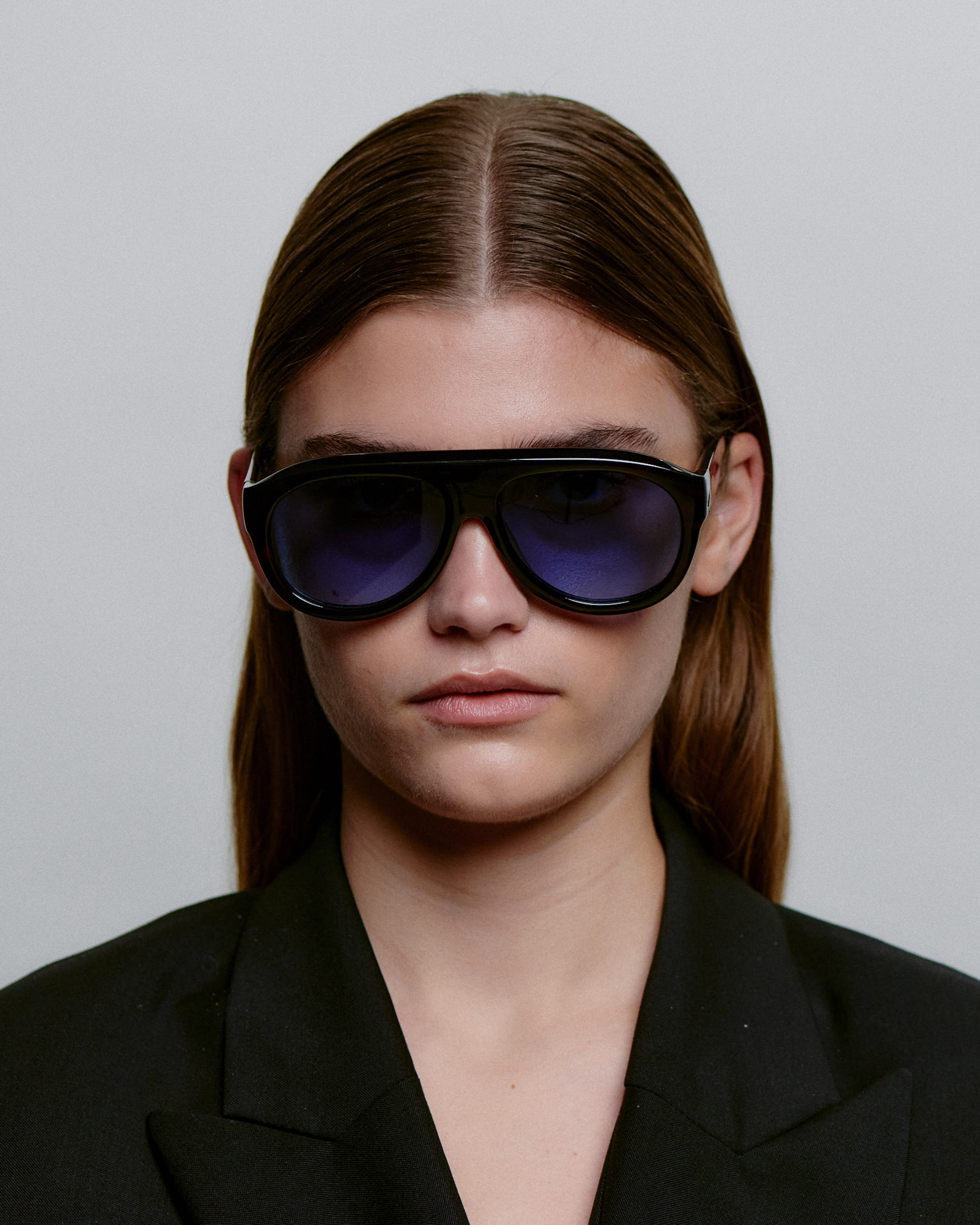 Store aviator A.Kjærbede solbriller med blå glas - kvindemodel